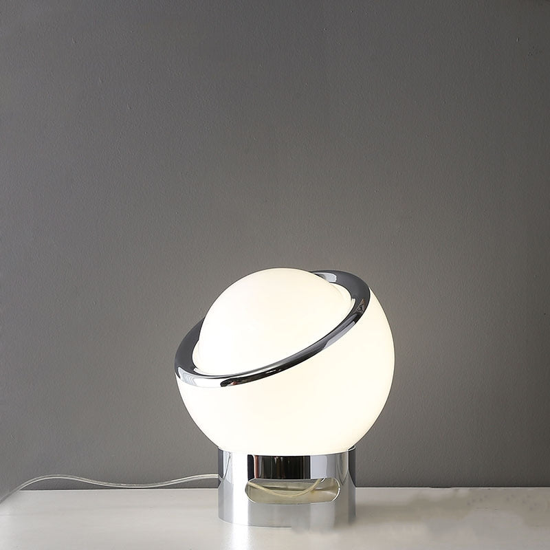 Wrought Iron Globe Table Lamp with Glass Shade