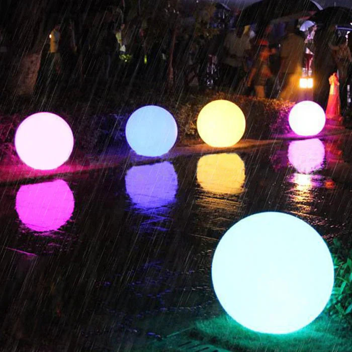 Modern PE Globe Garden Light with Remote LED